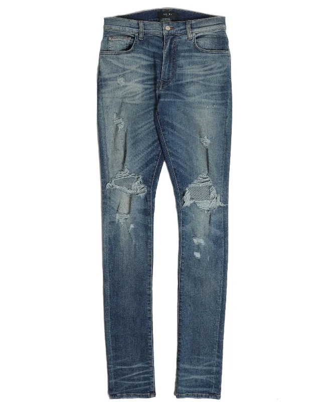 Casual Boots Distressed Stack Denim