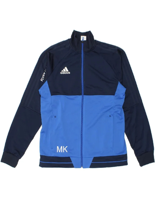 Premium Fabric ADIDAS Mens Graphic Tracksuit Top Jacket Large Navy Blue Colourblock