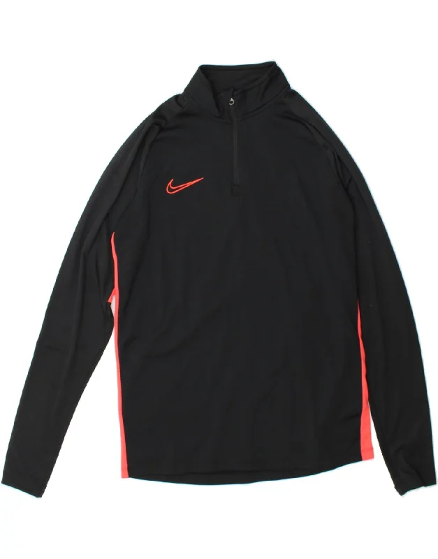 Cozy Apparel NIKE Mens Zip Neck Pullover Tracksuit Top Medium Black Colourblock