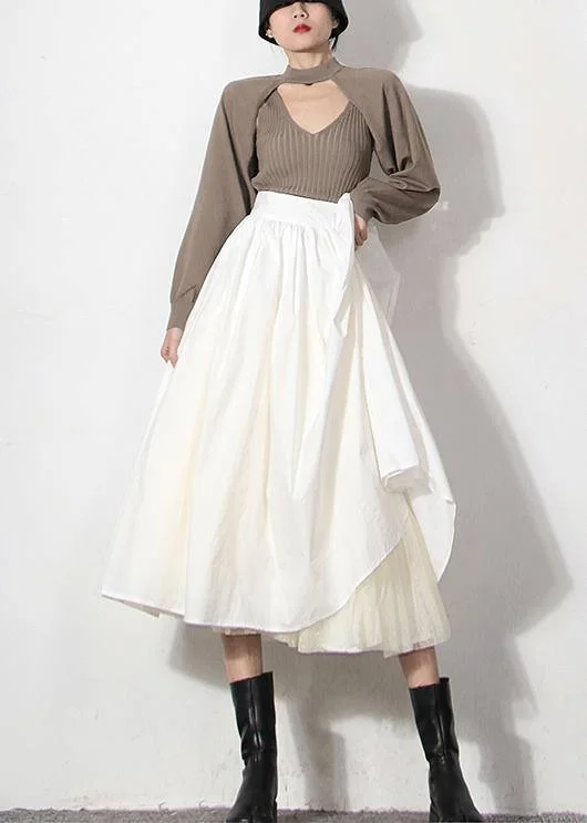 Personalized Series Italian White zippered Patchwork tulle Summer Skirt