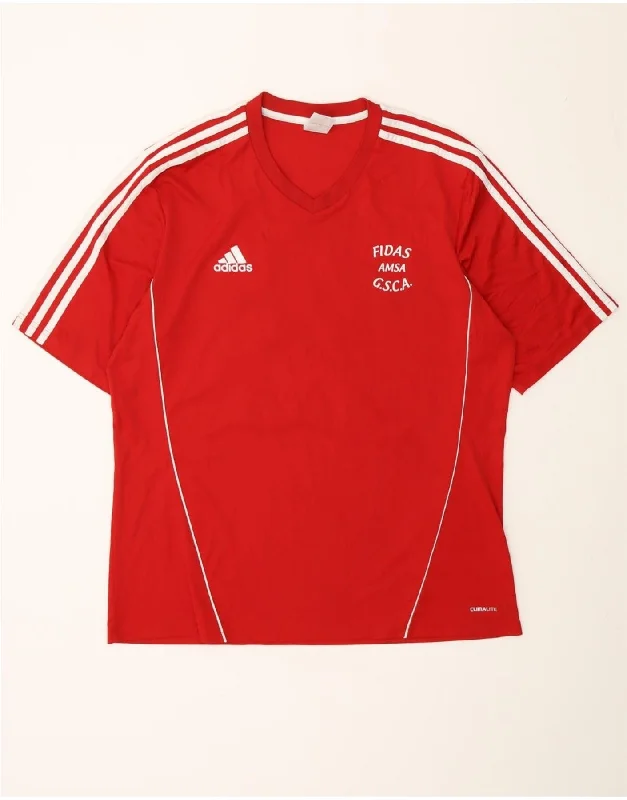 Comfortable Shoes ADIDAS Mens Climalite Graphic T-Shirt Top XL Red Polyester