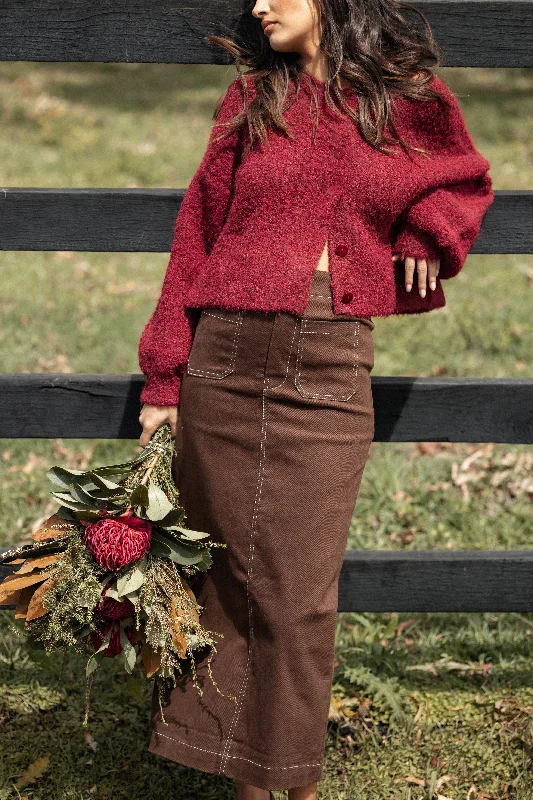 High Street Series Nikko Midi Skirt - Chocolate Brown