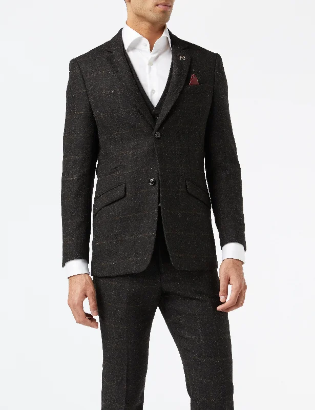 Statement Shoes HERRINGBONE TWEED GREY BLACK CHECK JACKET & WAISTCOAT