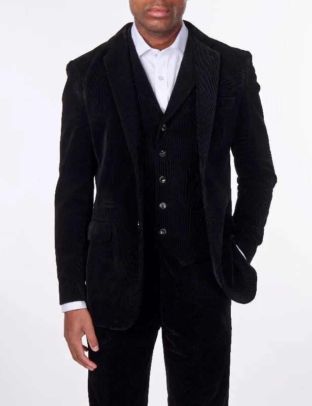 Effortless Style CORDUORY BLACK TAILORED FIT JACKET