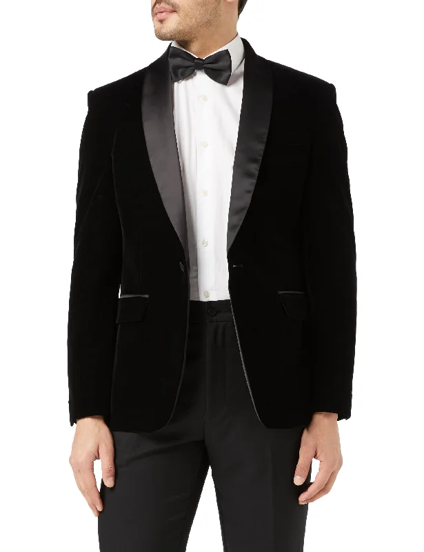 Premium Outfits TUXEDO TIM - Black Soft Velvet Jacket