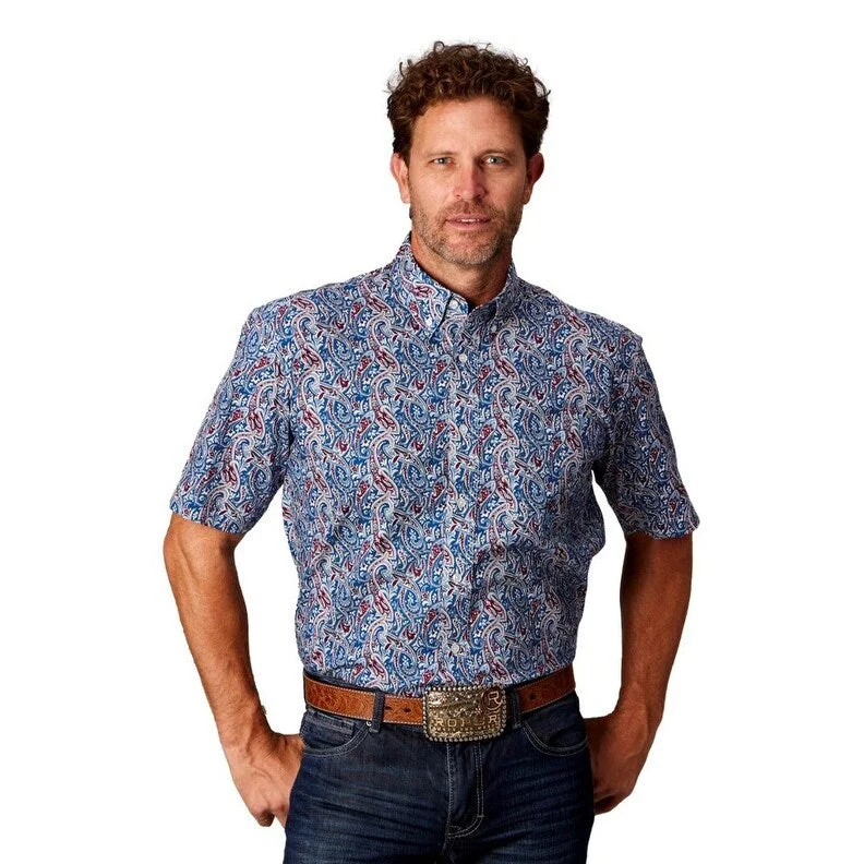 Stylish Apparel Roper Western Shirt Men Short Sleeve Paisley Print 03-002-0326-4035 BU