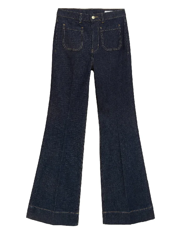 Must-have For Fashion Patch Pocket Flare High Waisted Jeans