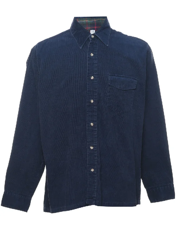 Sporty Chic Corduroy Navy Shirt - L