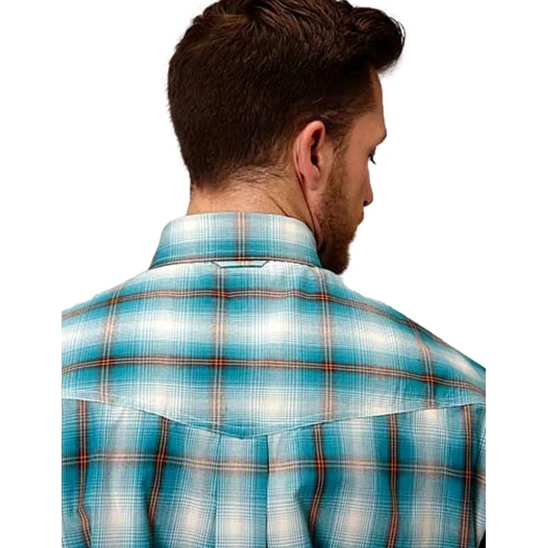 Soft Layers Roper Western Shirt Mens L/S Plaid Button Teal 03-001-0678-1034 BU
