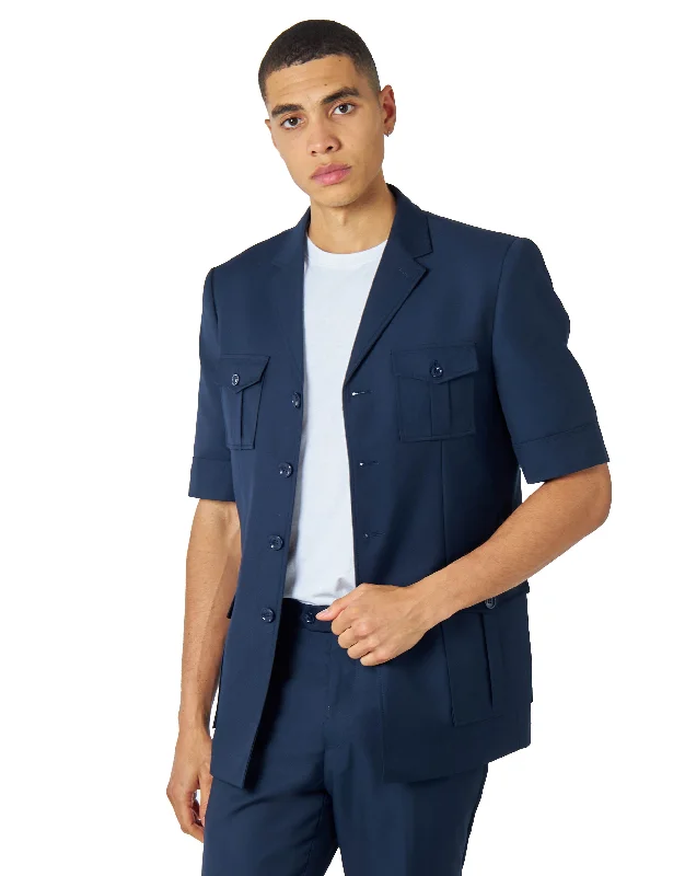 Casual Wear CLASSIC NAVY BLUE SAFARI SUIT JACKET SHORT SLEEVE