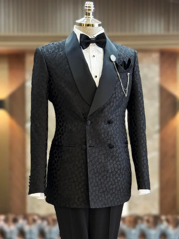 Effortless Comfort Black Double Breasted Tuxedo 2-Piece