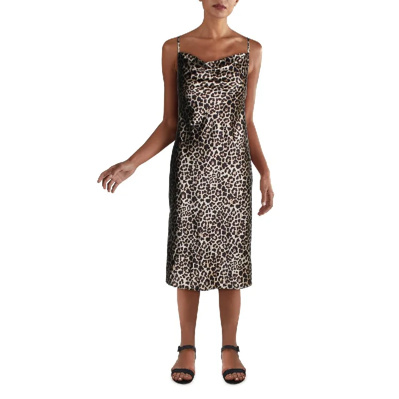 Bright Colors Bebe Womens Satin Animal Midi Dress