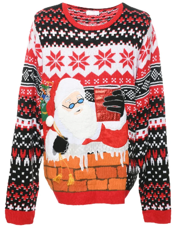 Modern Style Santa Claus Christmas Jumper - XL