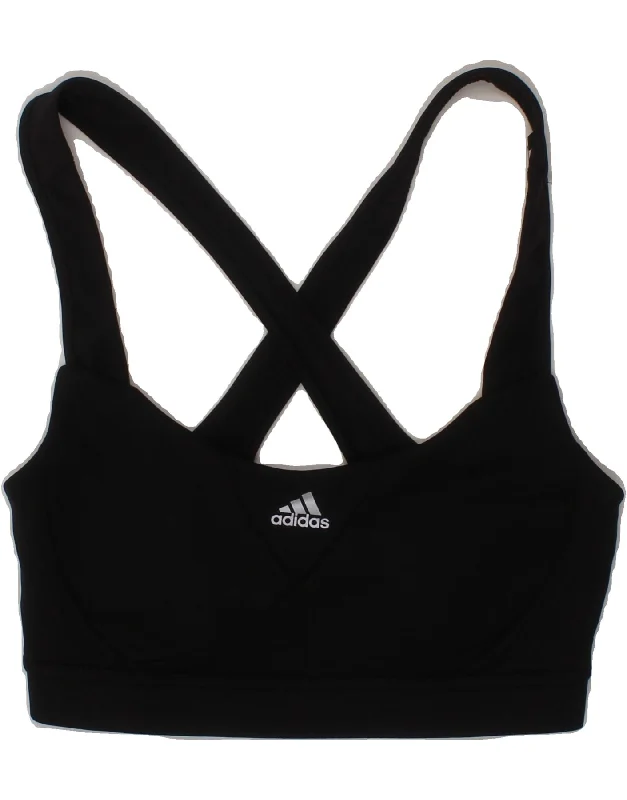 Comfortable Series ADIDAS Womens Sport Bra Top UK 0/2 2XS Black Polyester