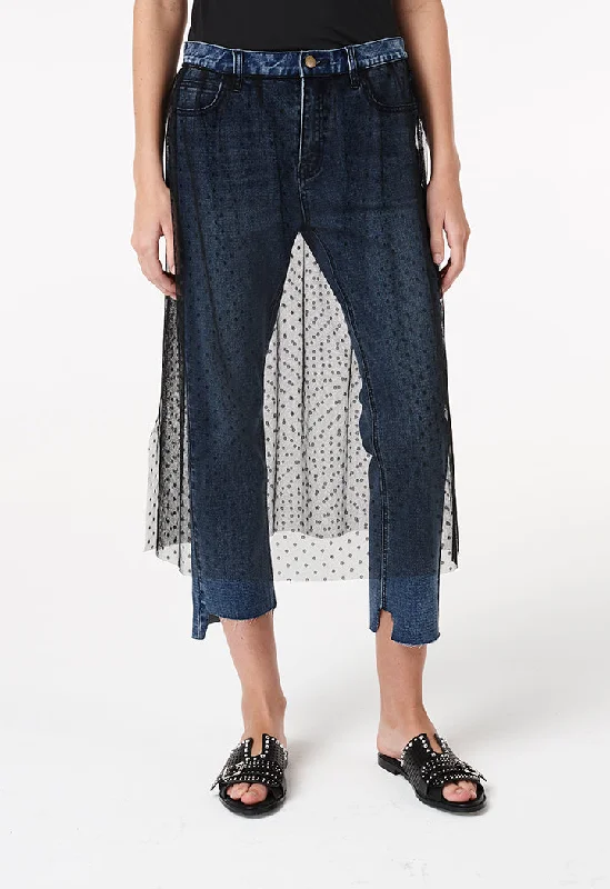 All-Day Wear Jeans With Mesh Overlay