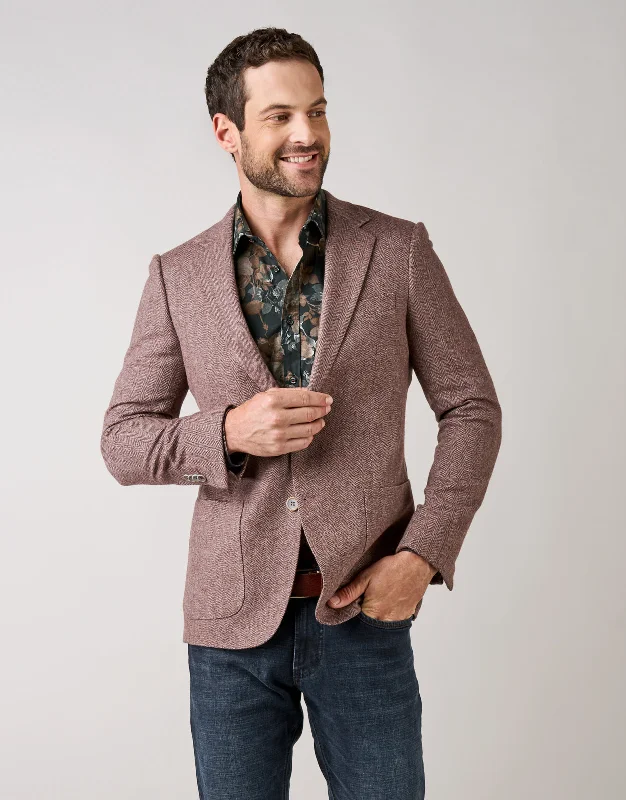 Stylish Comfort Batten Dusty Maroon Herringbone Blazer
