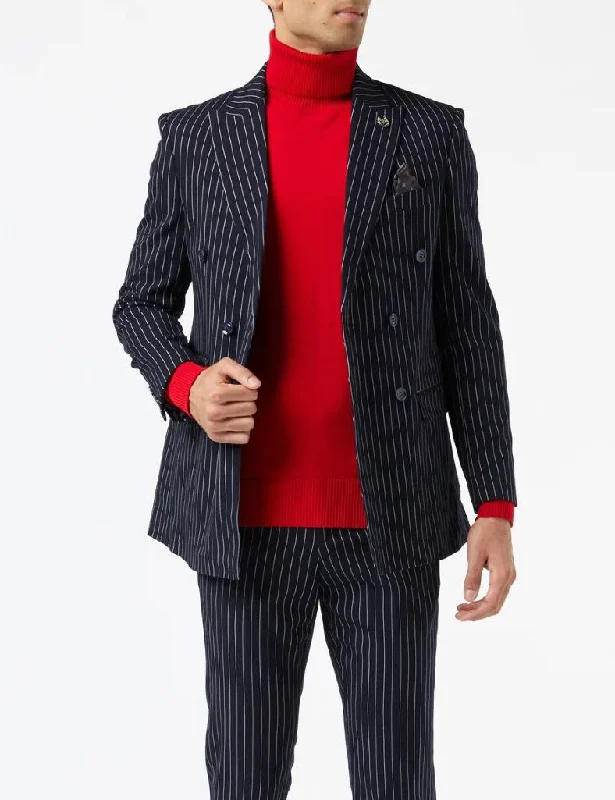Timeless Style ALFRED – NAVY DOUBLE BREASTED PINSTRIPE BLAZER