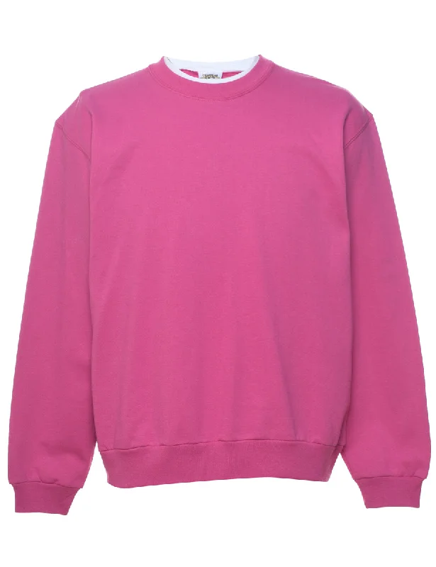 Easygoing Fashion Pink Plain Sweatshirt - L