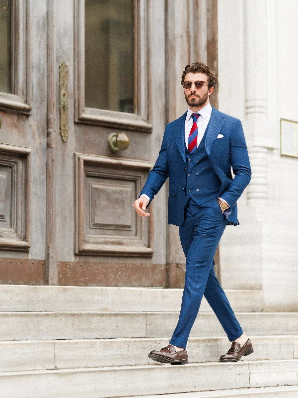 Stylish Joggers Blue Slim-Fit Suit 3-Piece