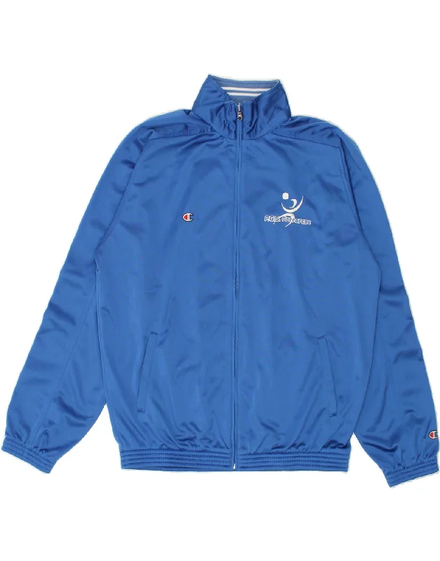 Laid-Back Style CHAMPION Mens Graphic Tracksuit Top Jacket XL Blue Polyester