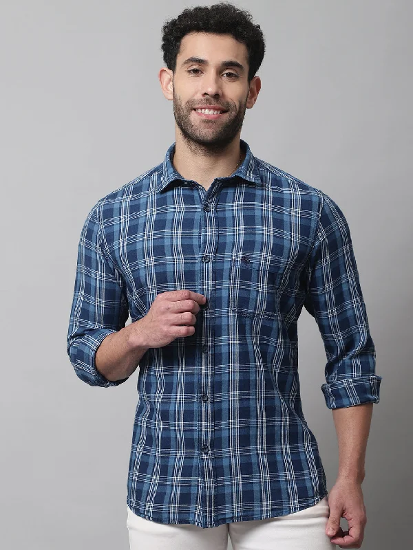 Active Gear Men's Navy Blue Casual Big Checks Full Sleeve Shirt