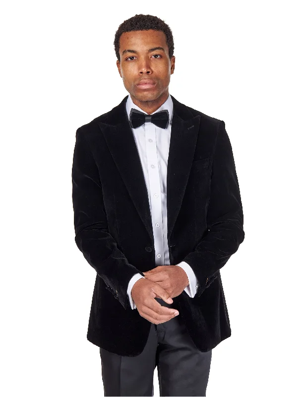 Easygoing Fashion STAN – BLACK VELVET TUXEDO SMOKING JACKET