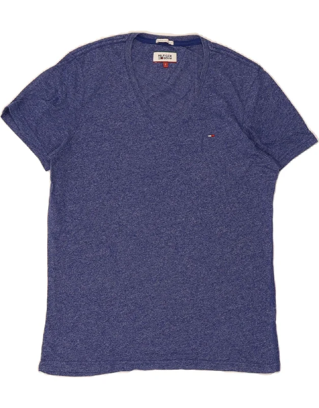 Comfy Jackets TOMMY HILFIGER Mens T-Shirt Top Large Navy Blue
