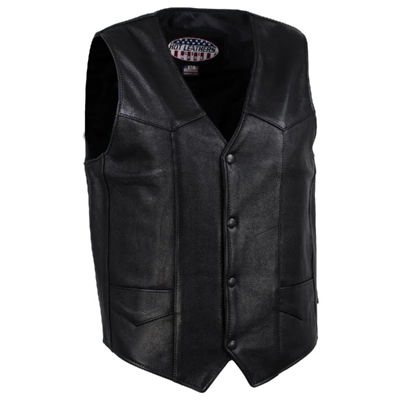 Cozy Fit Hot Leathers VSM5006 USA Made Men's 'Classic Western' Black Premium Leather Vest