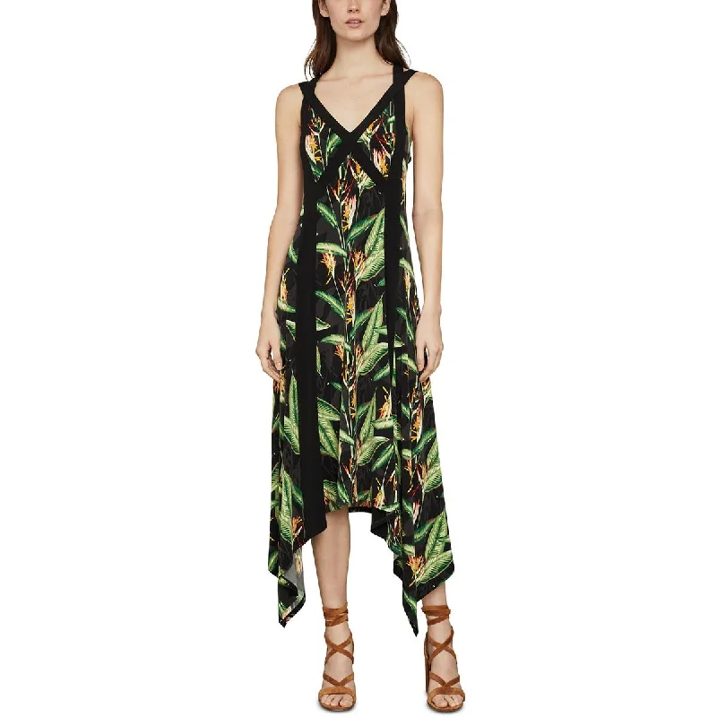 Artistic Temperament BCBGMAXAZRIA Womens Floral Print Tea Length Midi Dress