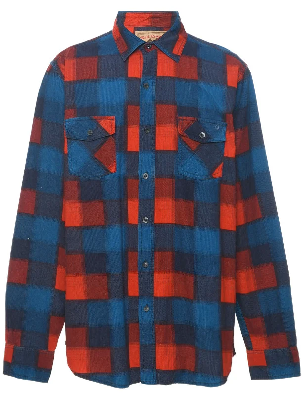 Relaxed Fit Corduroy Checked Shirt - L