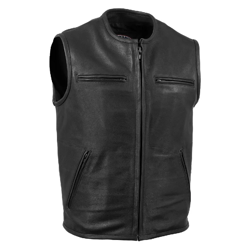 Weekend Outfits Hot Leathers VSM5001 USA Made Men's 'Steerhide' Black Premium Leather Club Style Vest