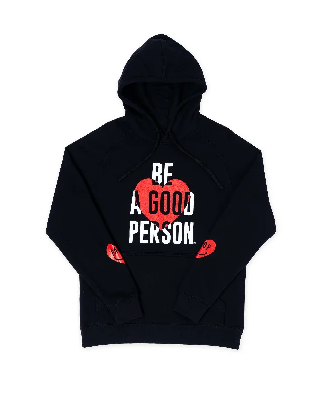 All-Purpose Wear Heart On Your Sleeve Lightweight Hoodie - Black