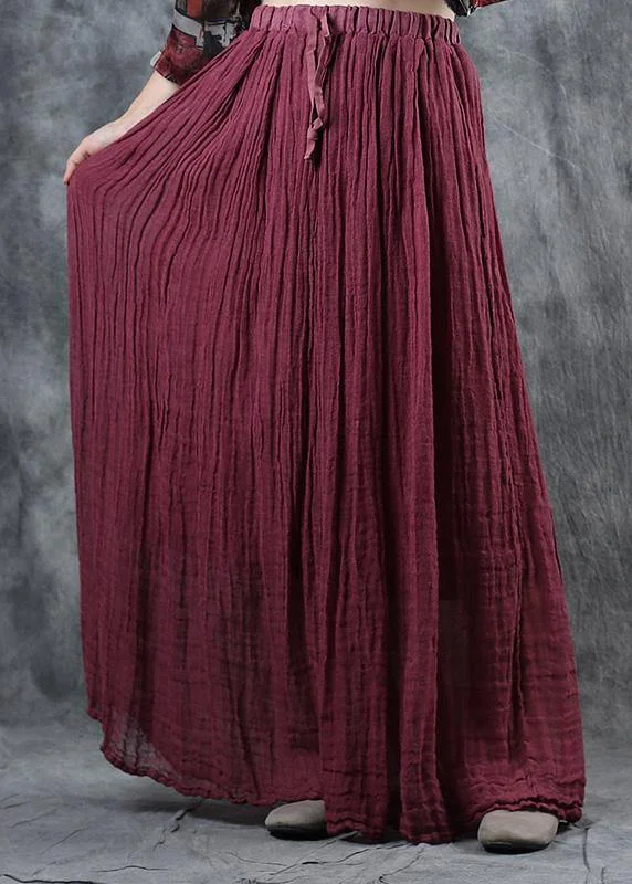Fashionable In The Times burgundy linen fall new skirts loose elastic waist maxi skirts Fashionable In The Times burgundy linen fall new skirts loose elastic waist maxi skirts