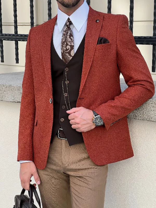 Retro Style Bojoni Astoria Slim Fit High Quality Pointed Collar Tile Blazer