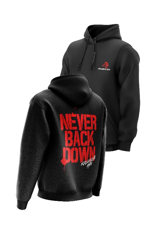 Easygoing Fashion XAPE Never Back Down Signature Hoodie - Black