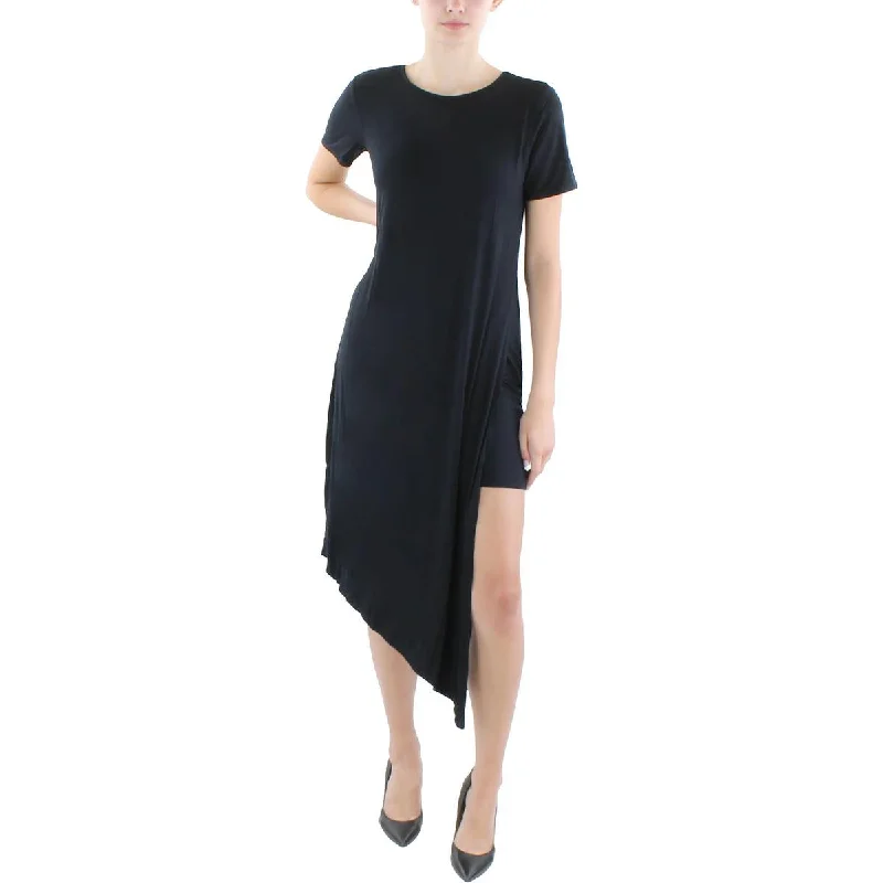 New Season Series BCBGMAXAZRIA Womens Asymmetric Slit Midi Dress