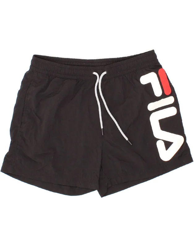 Lightweight Gear FILA Mens Graphic Sport Shorts Small  Black Polyester