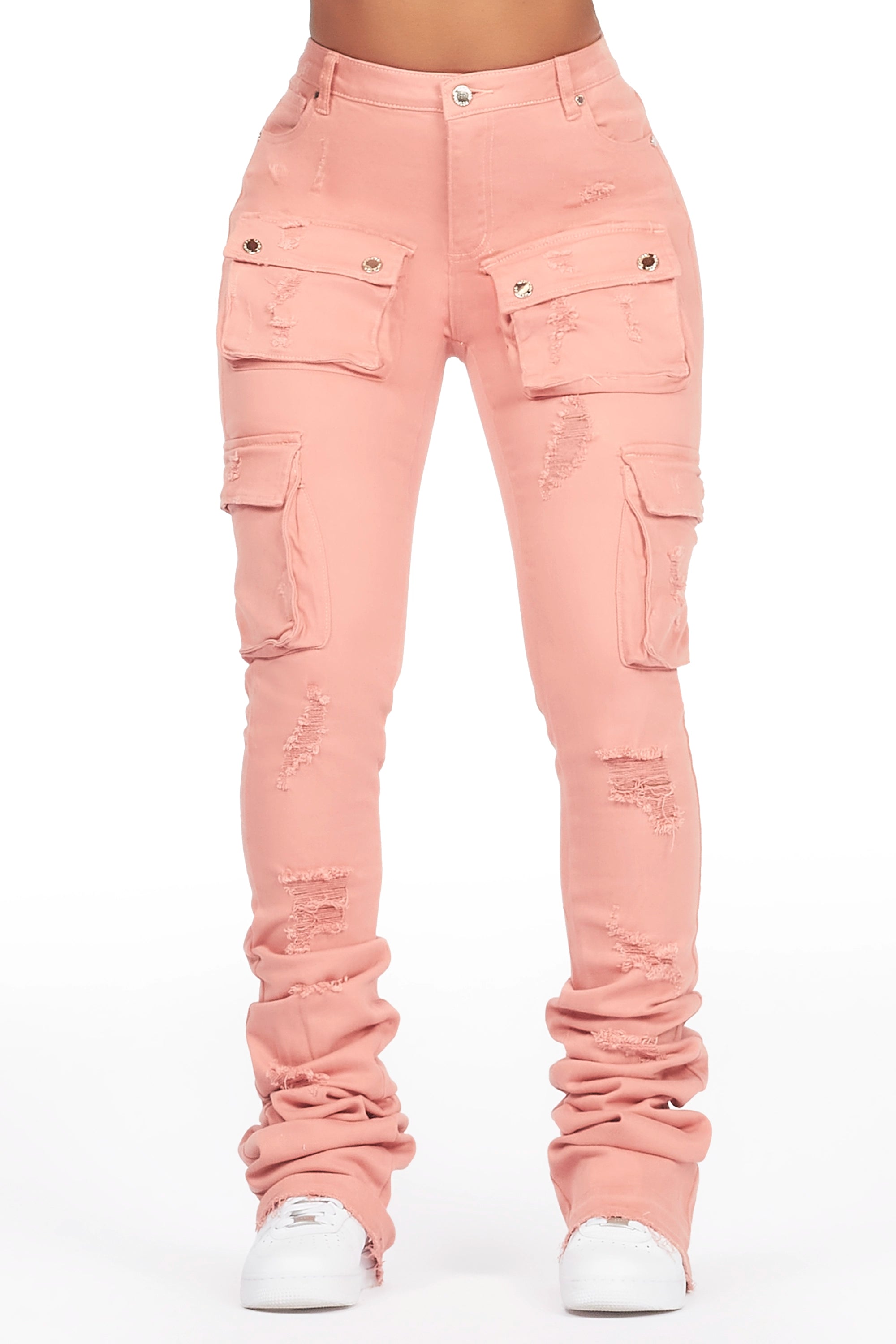 Personalized Wear Noor Pink Cargo Super Stacked Jean