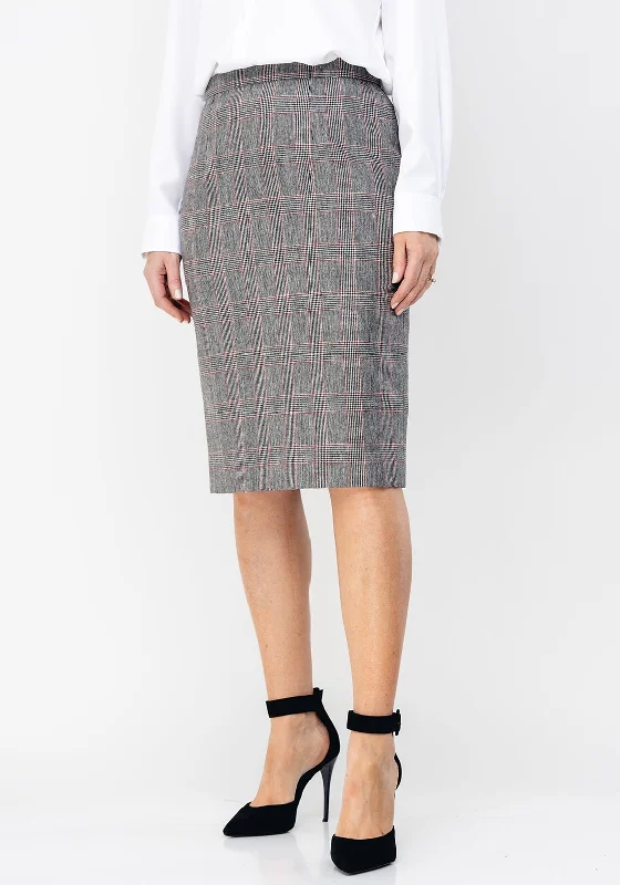 Comfortable Fashion Christina Felix Wool Blend Check Skirt, Grey