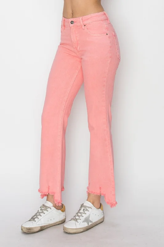 End Of The Year RISEN Raw Hem Bootcut Jeans with Pockets