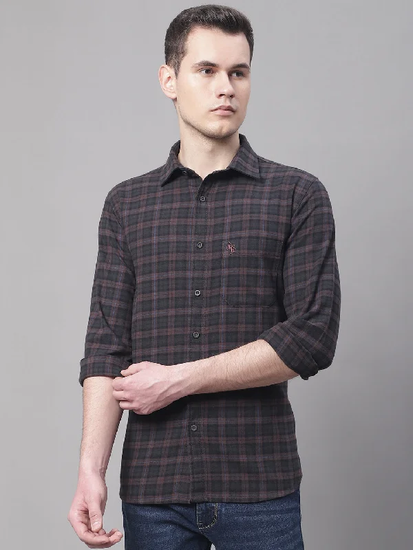 Street Tees Men's Coffee Brown Casual Big Checks Full Sleeve Shirt