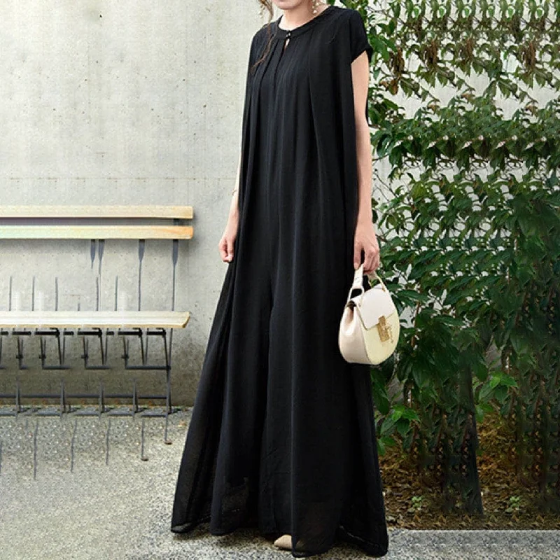 Fashionable In The Times Black Classy Loose Long Summer Jumpsuits