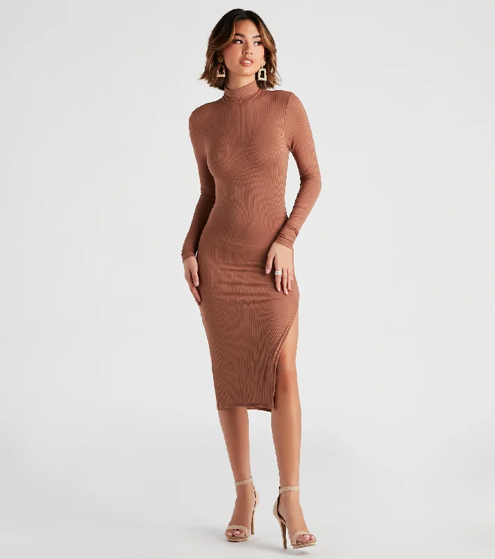 Urban Style On A Roll Turtleneck Midi Dress