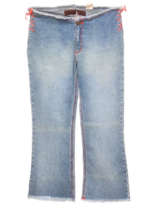Fashion Wear Mudd Low-Rise Light Wash & Red Lace-Up Detail Jeans - W28 L23