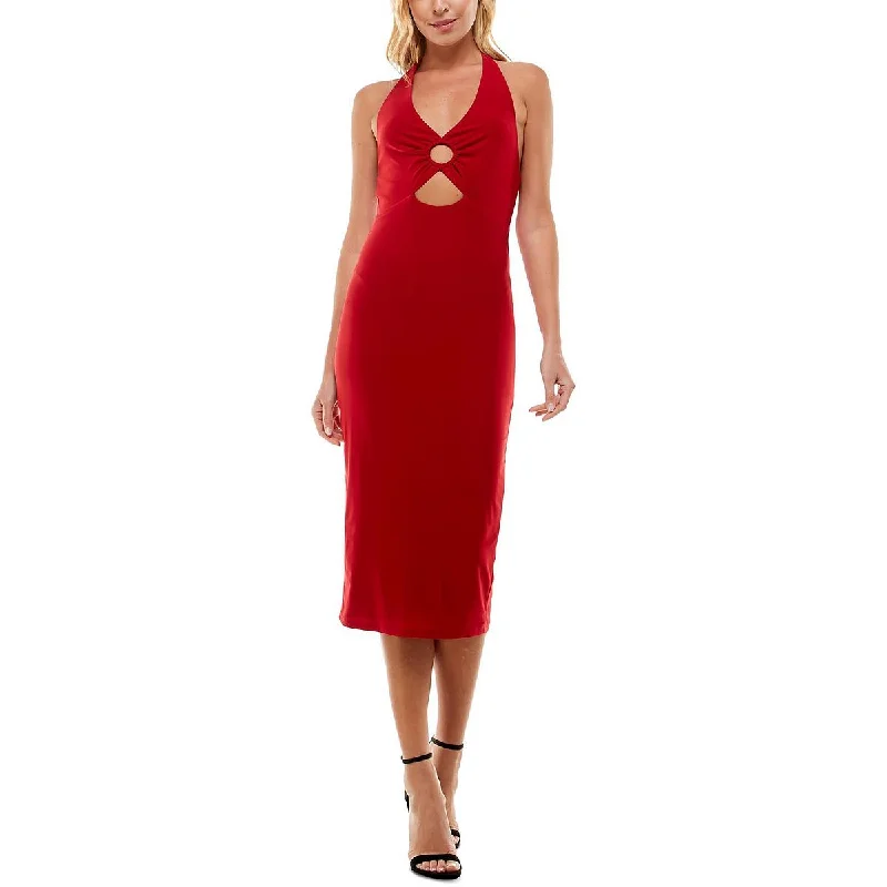 Body Design Bee Darlin Womens Juniors Knit Halter Midi Dress