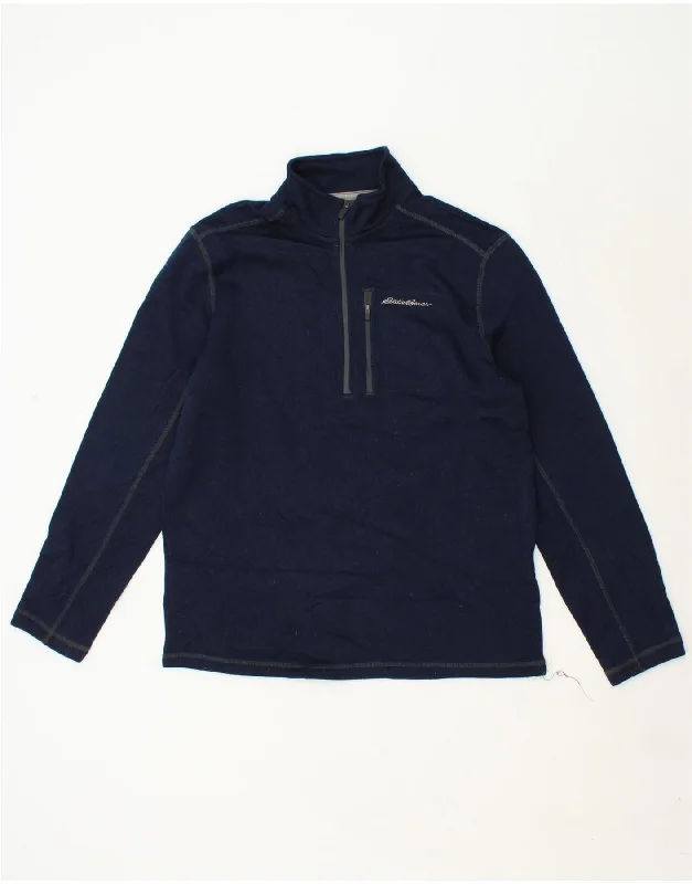 Parkas Style EDDIE BAUER Mens Zip Neck Pullover Tracksuit Top Large Navy Blue Polyester