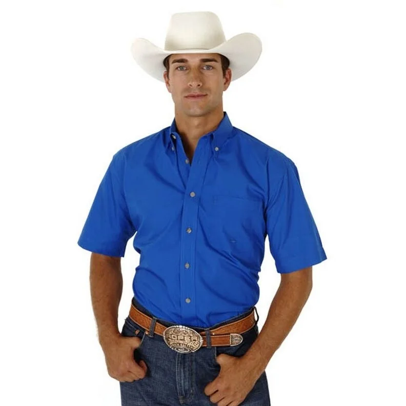 Versatile Looks Roper Western Shirt Mens S/S Button Solid Royal 03-002-0366-0031 RY