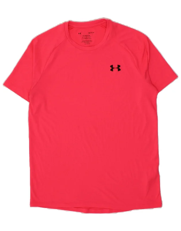 Tech Jackets UNDER ARMOUR Mens Heat Gear T-Shirt Top Small Pink Polyester