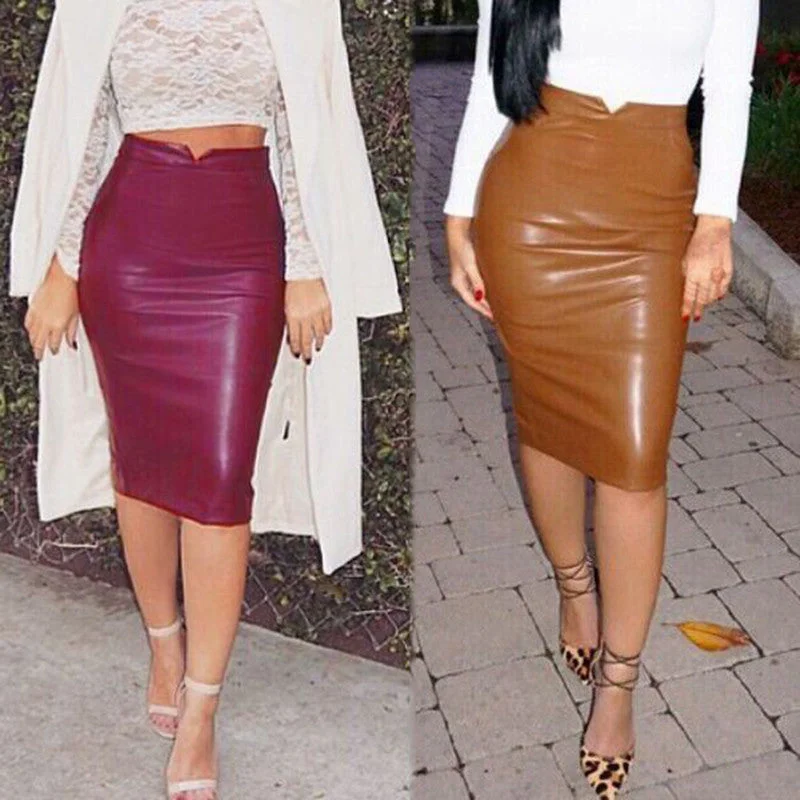 Creative Prints Faux Leather Stretch Maxi High Waisted Pencil Skirt