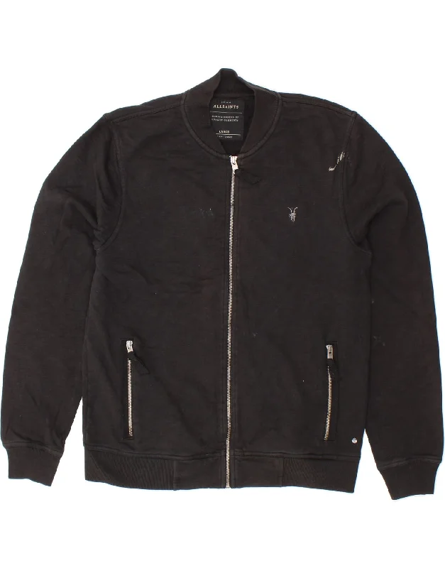 Trendy Comfort ALL SAINTS Mens Tracksuit Top Jacket Large Black Cotton